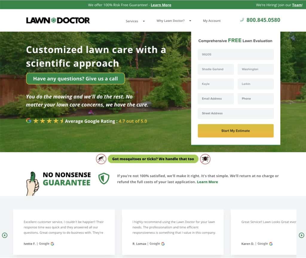 landing page example screen shot